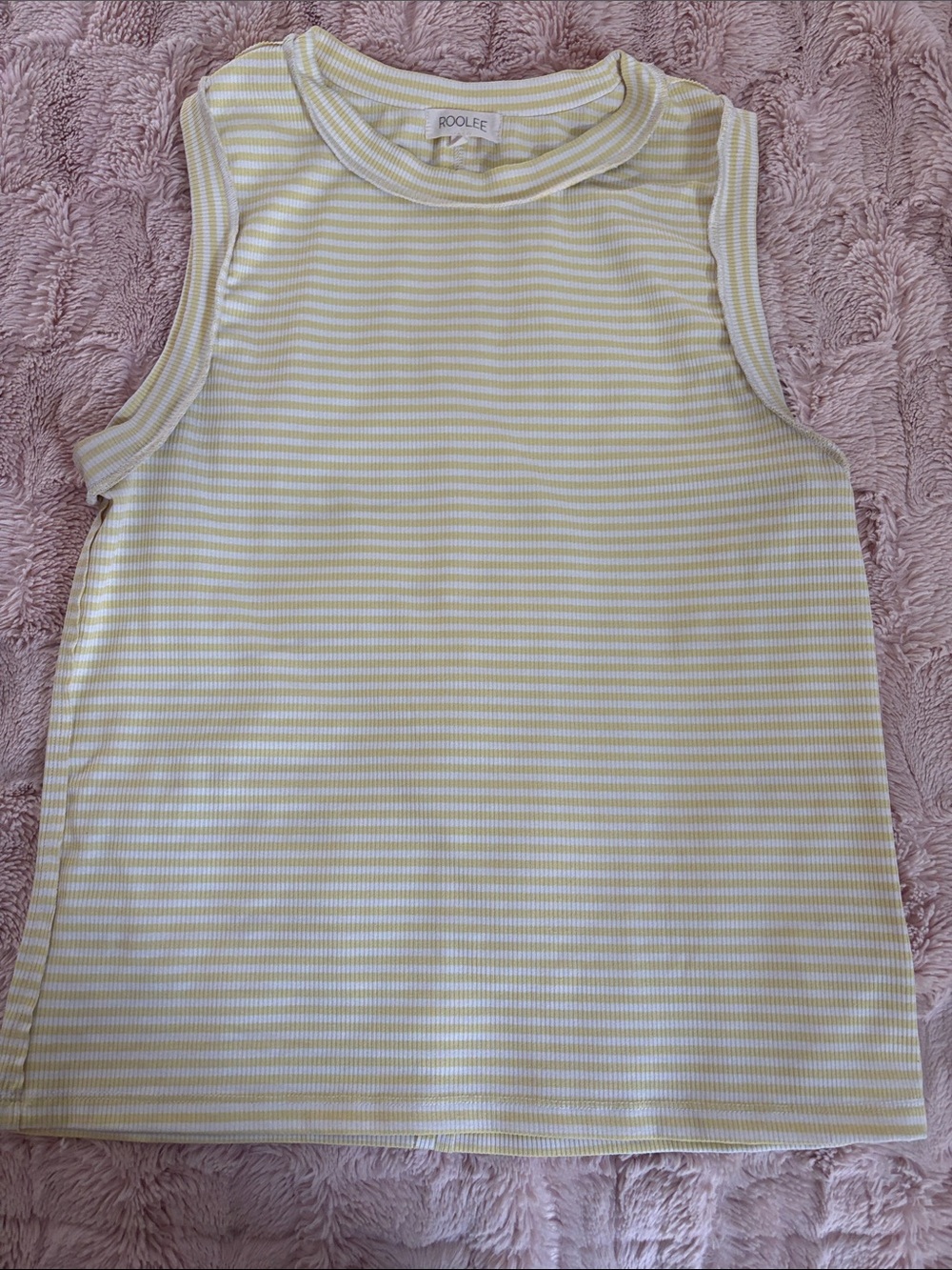 Roolee Yellow & White Striped Tank Top